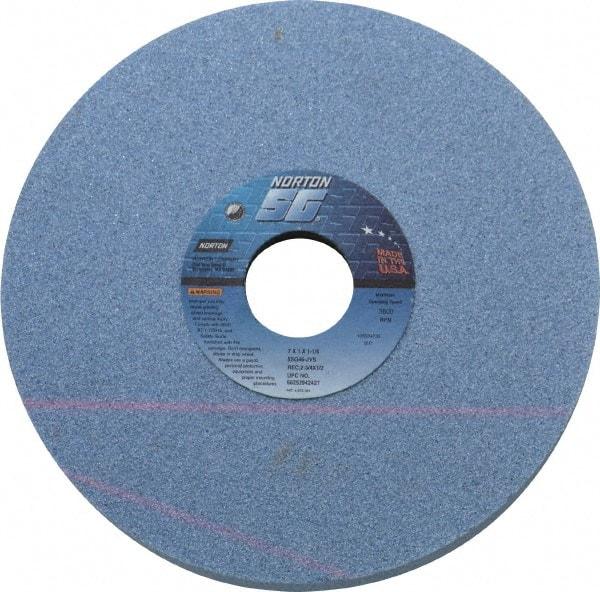 Norton - 7" Diam x 1-1/4" Hole x 1" Thick, J Hardness, 46 Grit Surface Grinding Wheel - Ceramic, Type 5, Coarse Grade, 3,600 Max RPM, Vitrified Bond, One-Side Recess - Americas Industrial Supply