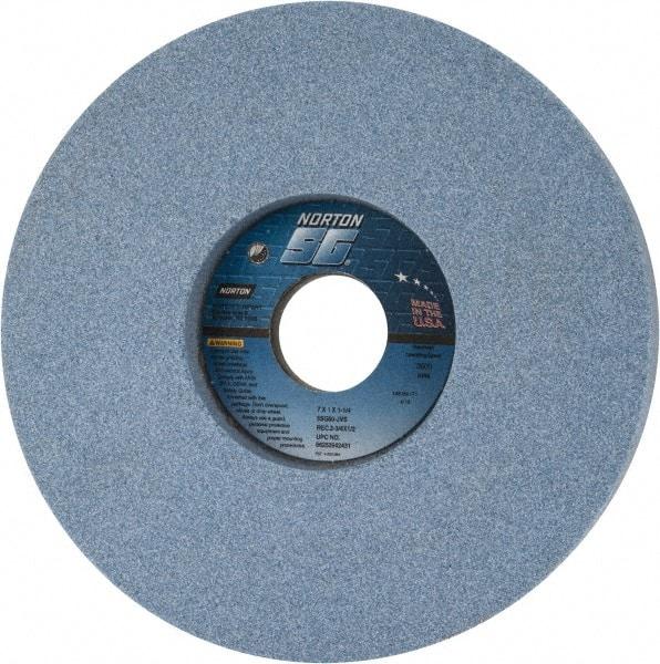 Norton - 7" Diam x 1-1/4" Hole x 1" Thick, J Hardness, 60 Grit Surface Grinding Wheel - Ceramic, Type 5, Medium Grade, 3,600 Max RPM, Vitrified Bond, One-Side Recess - Americas Industrial Supply