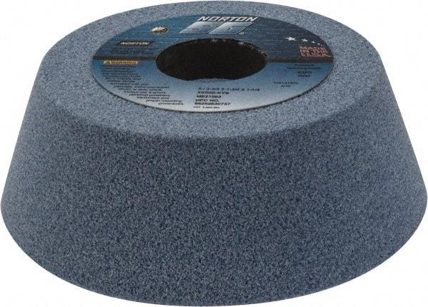 Norton - 5" Diam, 1-1/4" Hole Size, 1-3/4" Overall Thickness, 60 Grit, Type 11 Tool & Cutter Grinding Wheel - Medium Grade, Ceramic, K Hardness, Vitrified Bond, 4,585 RPM - Americas Industrial Supply