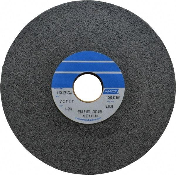 Norton - 6" Diam, 1" Face Width, 1" Center Hole, Medium Grade, Silicon Carbide Deburring Wheel - Convolute, Hard Density 7 Grade, 6,000 RPM - Americas Industrial Supply