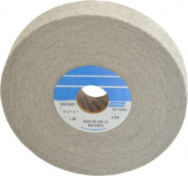 Norton - 6" Diam, 1" Face Width, 1" Center Hole, Fine Grade, Aluminum Oxide Deburring Wheel - Convolute, Hard Density 8 Grade, 4,500 RPM - Americas Industrial Supply