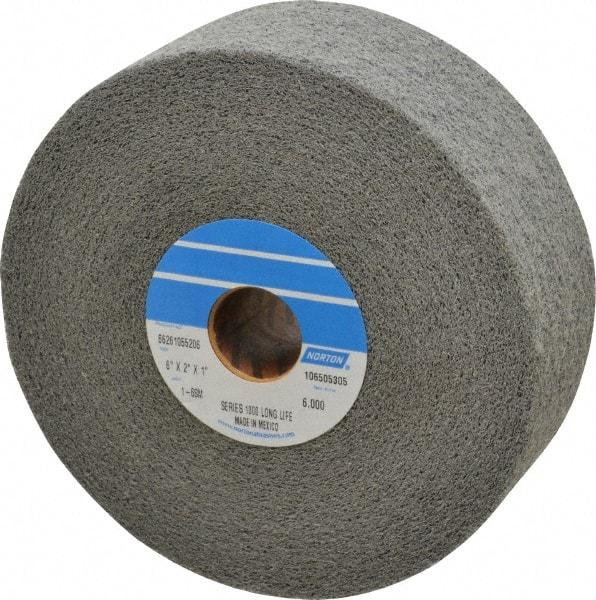 Norton - 6" Diam, 2" Face Width, 1" Center Hole, Medium Grade, Silicon Carbide Deburring Wheel - Convolute, Medium Density 6 Grade, 4,500 RPM - Americas Industrial Supply