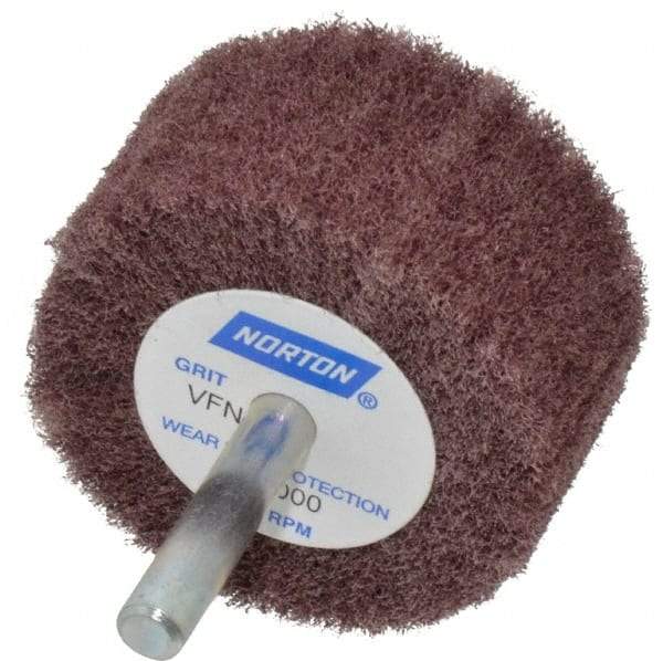 Norton - 2" Diam x 1" Face Width, Very Fine Aluminum Oxide Nonwoven Mounted Flap Wheel - 1/4" Shank Mount, 22,000 Max RPM - Americas Industrial Supply