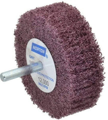 Norton - 3" Diam x 1" Face Width, Medium Aluminum Oxide Nonwoven Mounted Flap Wheel - 1/4" Shank Mount, 18,000 Max RPM - Americas Industrial Supply