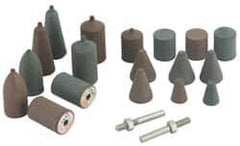 Cratex - 20 Piece Rubber Cone Test Abrasive Point Set - Includes 18 Cones & 2 Cone Mandrels - Americas Industrial Supply