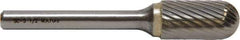 M.A. Ford - 1/2" Cut Diam, 1/4" Shank Diam, Cylinder with Radius Head Double Cut Burr - Carbide, Radius End, 1" LOC, 7" OAL - Americas Industrial Supply