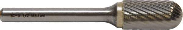 M.A. Ford - 6mm Cut Diam, 6mm Shank Diam, Cylinder with Radius Head Single Cut Burr - Carbide, Radius End, 16mm LOC, 50mm OAL - Americas Industrial Supply