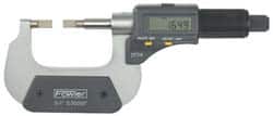 Fowler - 3" to 4" Mechanical Blade Micrometer - 0.0002" Accuracy, 0.001mm Graduation, 0.03" Blade Thickness, Friction Thimble, Digital Counter - Americas Industrial Supply