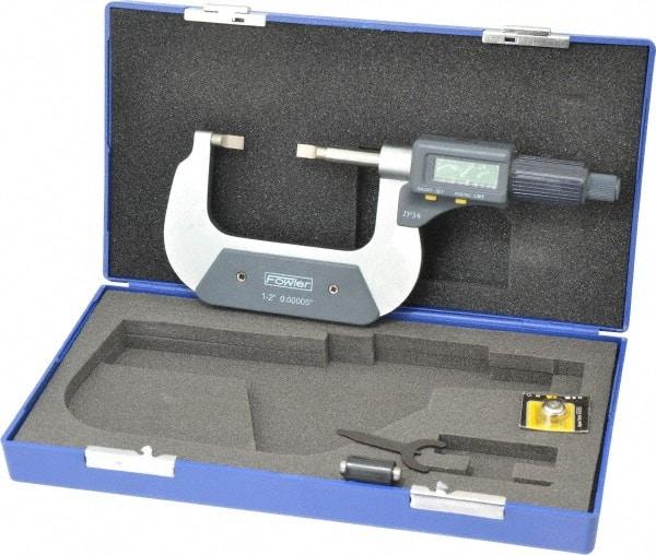 Fowler - 1" to 2" Mechanical Blade Micrometer - 0.0002" Accuracy, 0.001mm Graduation, 0.03" Blade Thickness, Friction Thimble, Digital Counter - Americas Industrial Supply