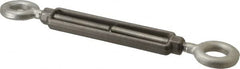 Made in USA - 2,200 Lb Load Limit, 1/2" Thread Diam, 6" Take Up, Stainless Steel Eye & Eye Turnbuckle - 7-1/2" Body Length, 3/4" Neck Length, 13" Closed Length - Americas Industrial Supply