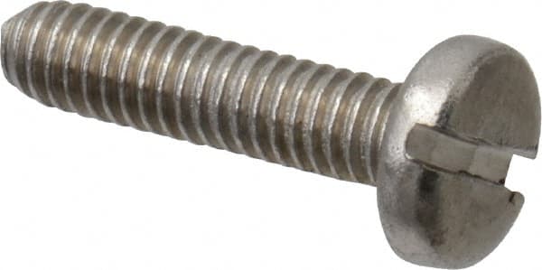 Value Collection - M2.5x0.45 Metric Coarse, 10mm Length Under Head Slotted Drive Machine Screw - Pan Head, Grade 18-8 & A2 Stainless Steel, Uncoated, Without Washer - Americas Industrial Supply