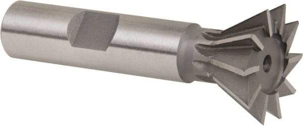 Whitney Tool Co. - 1" Diam x 7/16" Width of Cut, 60° Included Angle, Cobalt Dovetail Cutter - 1/2" Shank Diam, 2-1/2" Overall Length, Weldon Flat, Uncoated - Americas Industrial Supply