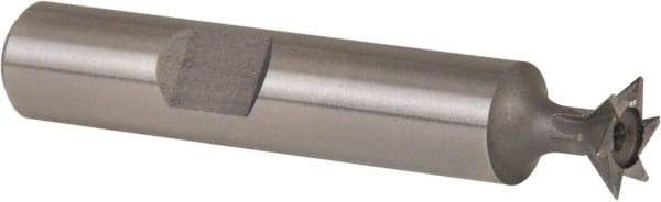 Whitney Tool Co. - 3/8" Diam x 1/8" Width of Cut, 45° Included Angle, High Speed Steel Dovetail Cutter - 3/8" Shank Diam, 1-15/16" Shank Length, 2-1/8" Overall Length, Weldon Flat, Uncoated - Americas Industrial Supply