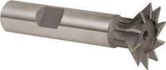 Whitney Tool Co. - 1" Diam x 1/4" Width of Cut, 45° Included Angle, High Speed Steel Dovetail Cutter - 1/2" Shank Diam, 2-1/2" Shank Length, 2-1/2" Overall Length, Weldon Flat, Uncoated - Americas Industrial Supply