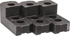 H & R Manufacturing - 12" Max Chuck Diam Compatibility, Case Hardened Steel 1.5mm x 60° Serrated Hard Lathe Top Jaws - 1 Step, 0.71" Groove Width, 2" Wide x 4-7/8" Long x 2-15/32" High - Americas Industrial Supply