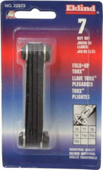 Eklind - 7 Piece T6 to T20 Fold-Up Torx Key Set - T6, T7, T8, T9, T10, T15, T20 Torx Size - Americas Industrial Supply