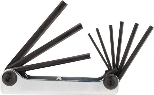 Eklind - 9 Piece Fold-Up Hex Key Set - Hex Range 5/64 to 1/4" - Americas Industrial Supply