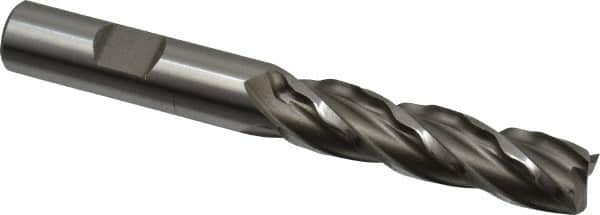 Weldon - 1/2" Diam, 2" LOC, 4 Flute Cobalt Roughing & Finishing Square End Mill - Uncoated, 4" OAL, 1/2" Shank Diam, Weldon Shank, 30° Helix, Centercutting - Americas Industrial Supply