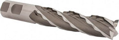 Weldon - 1" Diam, 4" LOC, 4 Flute Cobalt Roughing & Finishing Square End Mill - Uncoated, 6-1/2" OAL, 1" Shank Diam, Weldon Shank, 30° Helix, Centercutting - Americas Industrial Supply