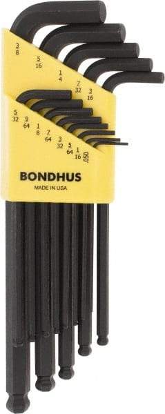 Bondhus - 13 Piece L-Key Ball End Hex Key Set - Hex Range 0.05 to 3/8" - Americas Industrial Supply