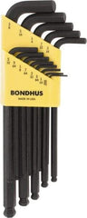 Bondhus - 13 Piece L-Key Ball End Hex Key Set - Hex Range 0.05 to 3/8" - Americas Industrial Supply