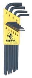 Bondhus - 10 Piece L-Key Ball End Hex Key Set - Hex Range 1/16 to 1/4" - Americas Industrial Supply