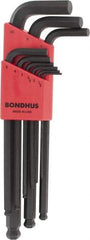 Bondhus - 9 Piece L-Key Ball End Hex Key Set - Hex Range 1.5 to 10mm - Americas Industrial Supply