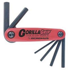 Bondhus - 6 Piece Fold-Up Hex Key Set - Hex Range 4 to 10mm - Americas Industrial Supply