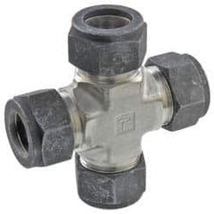 Parker - 1/2" OD, Stainless Steel Union Cross - 3/4" Hex, All Comp Ends - Americas Industrial Supply