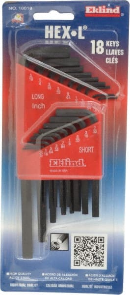 Eklind - 18 Piece L-Key Hex Key Set - Americas Industrial Supply