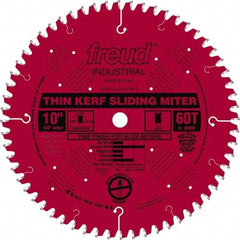 Freud - 10" Diam, 5/8" Arbor Hole Diam, 60 Tooth Wet & Dry Cut Saw Blade - Carbide-Tipped, Standard Round Arbor - Americas Industrial Supply