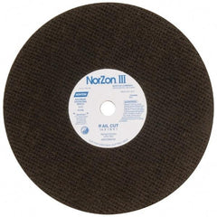 Norton - 14" 30 Grit Zirconia Alumina Cutoff Wheel - 1/8" Thick, 1" Arbor, 5,400 Max RPM, Use with Electric & Gas Powered Saws - Americas Industrial Supply