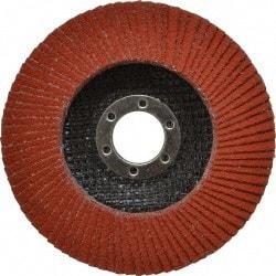 3M - 80 Grit, 4-1/2" Disc Diam, 7/8" Center Hole, Type 27 Ceramic Flap Disc - 13,300 Max RPM, Cloth Backing, Arbor Attaching System, Coated - Americas Industrial Supply