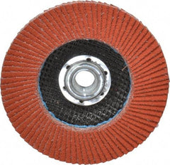 3M - 80 Grit, 4-1/2" Disc Diam, 5/8-11 Center Hole, Type 27 Ceramic Flap Disc - 13,300 Max RPM, Cloth Backing, Arbor Attaching System, Coated - Americas Industrial Supply