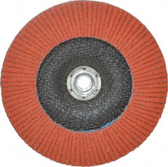 3M - 40 Grit, 7" Disc Diam, 5/8-11 Center Hole, Type 27 Ceramic Flap Disc - 8,600 Max RPM, Cloth Backing, Arbor Attaching System, Coated - Americas Industrial Supply