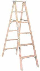 Made in USA - 8 Ft. High, Type IA Rating, Wood Step Ladder - Americas Industrial Supply