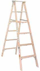 Made in USA - 8 Ft. High, Type I Rating, Wood Step Ladder - Americas Industrial Supply