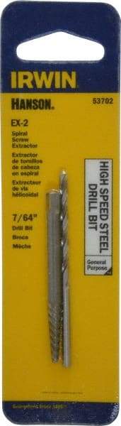 Irwin - 2 Piece Spiral Flute Screw Extractor & Drill Set - Screw Range 5/32 to 7/32" - Americas Industrial Supply