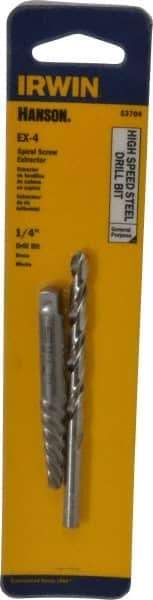 Irwin - 2 Piece Spiral Flute Screw Extractor & Drill Set - Screw Range 9/32 to 3/8" - Americas Industrial Supply