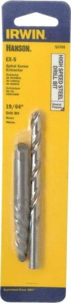 Irwin - 2 Piece Spiral Flute Screw Extractor & Drill Set - Screw Range 3/8 to 5/8" - Americas Industrial Supply