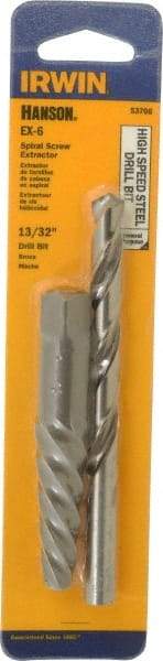 Irwin - 2 Piece Spiral Flute Screw Extractor & Drill Set - Screw Range 5/8 to 7/8" - Americas Industrial Supply