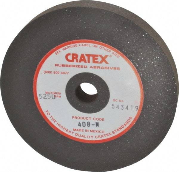 Cratex - 4" Diam x 1/2" Hole x 1/2" Thick, Surface Grinding Wheel - Silicon Carbide, Medium Grade, 5,250 Max RPM, Rubber Bond, No Recess - Americas Industrial Supply