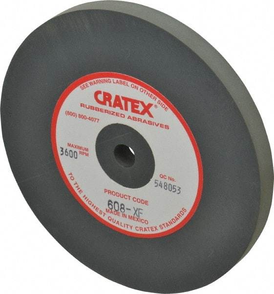 Cratex - 6" Diam x 1/2" Hole x 1/2" Thick, Surface Grinding Wheel - Silicon Carbide, Extra Fine Grade, 3,600 Max RPM, Rubber Bond, No Recess - Americas Industrial Supply