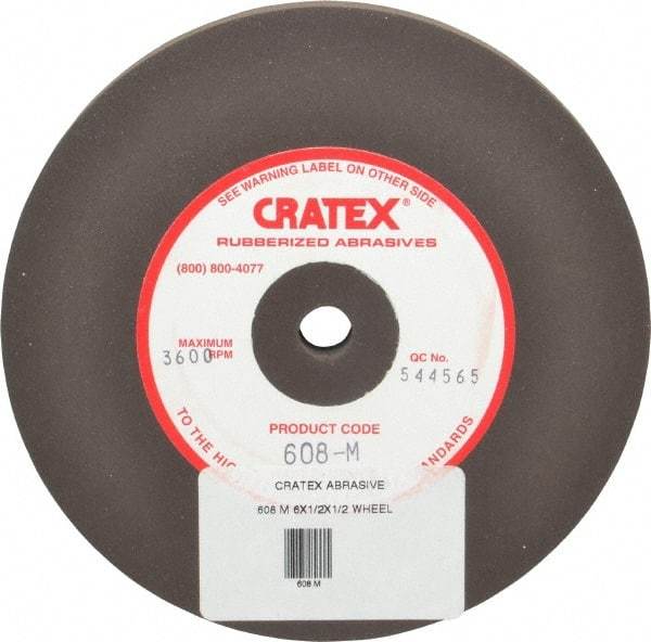 Cratex - 6" Diam x 1/2" Hole x 1/2" Thick, Surface Grinding Wheel - Silicon Carbide, Medium Grade, 3,600 Max RPM, Rubber Bond, No Recess - Americas Industrial Supply