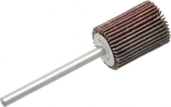 Value Collection - 5/8" Diam x 3/4" Face Width, Fine Aluminum Oxide Coated Mounted Flap Wheel - 1/8" Shank Mount, 120 Grit, X Weighted Cloth Backing, 40,000 Max RPM - Americas Industrial Supply