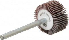 Value Collection - 3/4" Diam x 3/8" Face Width, Very Fine Aluminum Oxide Coated Mounted Flap Wheel - 1/8" Shank Mount, 180 Grit, X Weighted Cloth Backing, 35,000 Max RPM - Americas Industrial Supply