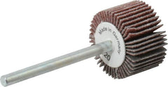 Value Collection - 3/4" Diam x 1/2" Face Width, Fine Aluminum Oxide Coated Mounted Flap Wheel - 1/8" Shank Mount, 120 Grit, X Weighted Cloth Backing, 35,000 Max RPM - Americas Industrial Supply
