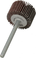 Value Collection - 3/4" Diam x 1/2" Face Width, Very Fine Aluminum Oxide Coated Mounted Flap Wheel - 1/8" Shank Mount, 180 Grit, X Weighted Cloth Backing, 35,000 Max RPM - Americas Industrial Supply