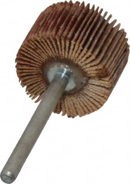 Value Collection - 3/4" Diam x 1/2" Face Width, Very Fine Aluminum Oxide Coated Mounted Flap Wheel - 1/8" Shank Mount, 240 Grit, X Weighted Cloth Backing, 35,000 Max RPM - Americas Industrial Supply