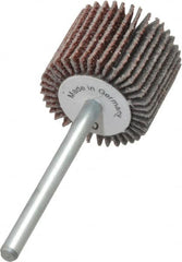 Value Collection - 3/4" Diam x 5/8" Face Width, Medium Aluminum Oxide Coated Mounted Flap Wheel - 1/8" Shank Mount, 80 Grit, X Weighted Cloth Backing, 35,000 Max RPM - Americas Industrial Supply